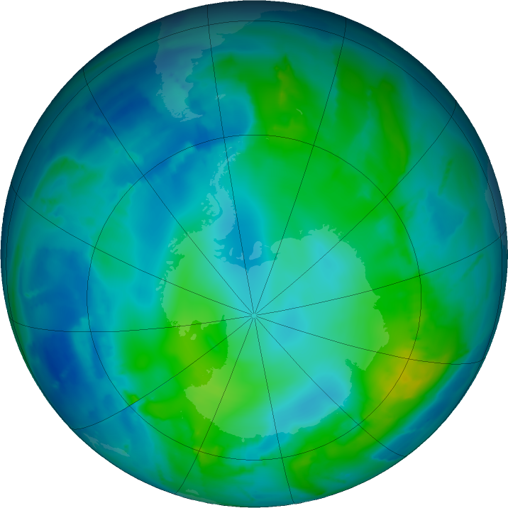 Antarctic ozone map for 08 May 2011